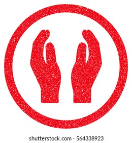 Applause Hands grainy textured icon for overlay watermark stamps. Flat symbol with unclean texture. Dotted vector red ink rubber seal stamp with grunge design on a white background.