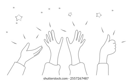 Applause hands set in doodle style. Human hands vector illustration design background