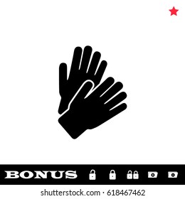 Applause icon flat. Black pictogram on white background. Vector illustration symbol and bonus button open and closed lock, folder, star