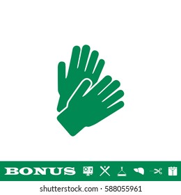 Applause icon flat. Green pictogram on white background. Vector illustration symbol and bonus button