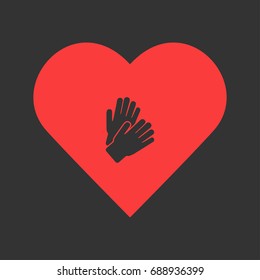 Applause icon flat. Simple pictogram on heart background. Vector illustration symbol