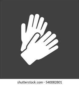 Applause icon flat. Vector white illustration isolated on black background. Flat symbol