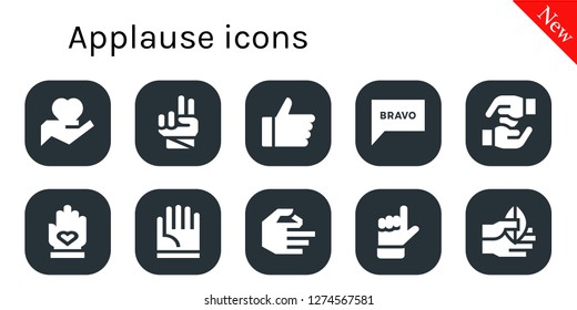  applause icon set. 10 filled applause icons. Simple modern icons about  - Hand, Bravo, Hands