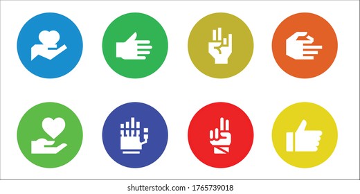 applause icon set. 8 filled applause icons. Included Hand icons