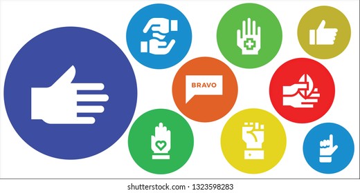 applause icon set. 9 filled applause icons.  Collection Of - Hand, Hands, Bravo