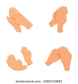 Applause icons set cartoon vector. Set of different clapping hand. Consent and success concept