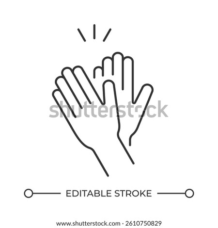 Applause line icon. Hands clapping for support. Greeting and graceful hand gesture. Non verbal communication. Isolated vector illustration. Outline symbol. Simple linear drawing. Editable stroke