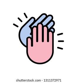 applause, line icon. vector illustration. two hands, a standing ovation, success.