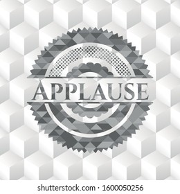 Applause realistic grey emblem with cube white background