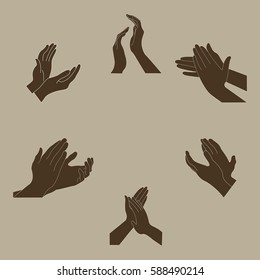 Applause set clapping hands icon set - vector