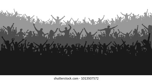 Applause sports fans. Cheering crowd people concert, party. Isolated background silhouette vector. Banner, poster
