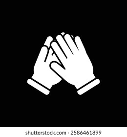 Applause Symbol White Icon Isoloted on Black Background