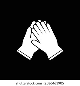 Applause Symbol White Icon showing appreciation Isoloted on Black Background