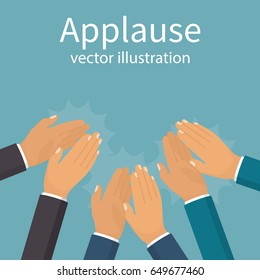 Applause template. Bravo concept. A group of people clapping their hands. A symbol of expression of admiration. Vector illustration flat design. Isolated on background.