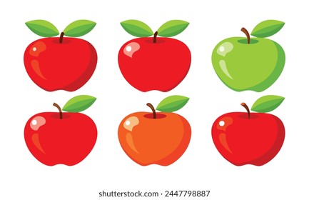 Ilustración vectorial plana aislada de Apple 6 piezas sobre fondo blanco.