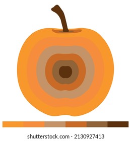 Apple 6 pcs warm shades of color - Vector illustration
