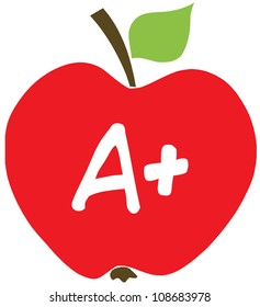 Apple With A+ .Vector Illustration