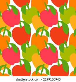 Apple abstract seamless pattern. Vector illustration. Simple background