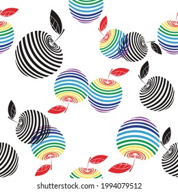 Patrón transparente de arcoiris abstracción de Apple. Ilustración vectorial.