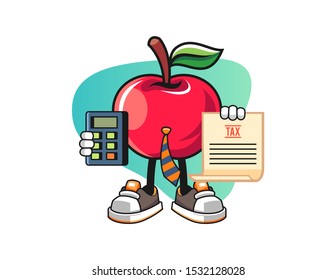 Apple accountant mascot design vector. Cartoon character illustration for business, t shirt, sticker.