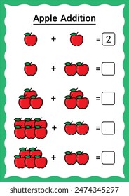 Apple Addition Worksheet for Kids