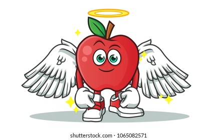 apple angel mascot vector cartoon illustration