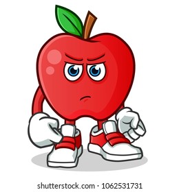 apple angry with punch mascot vector cartoon illustration