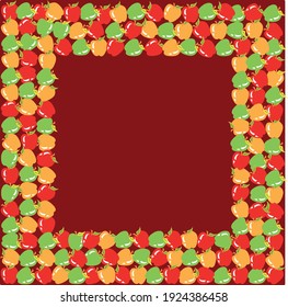 apple and apples in a frame for background. spring - summer