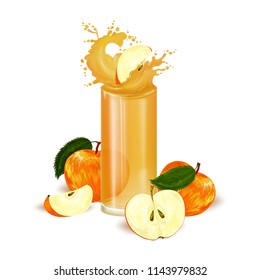 Apple. Apples still life. a piece of apple. half apple. Apple juice. Glass. transparent glass on white background with juice.