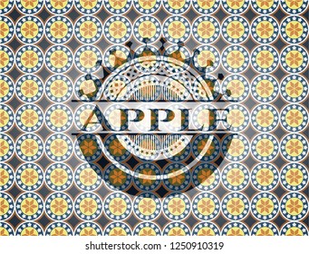 Apple arabic badge background. Arabesque decoration.