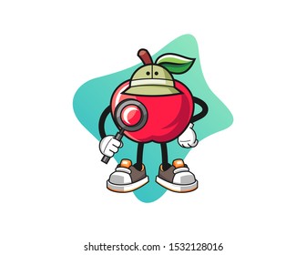 Apple archaeologist mascot design vector. Cartoon character illustration for business, t shirt, sticker.