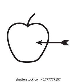 apple and arrow icon over white background, line style, vector illustration