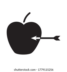 apple and arrow icon over white background, silhouette style, vector illustration