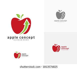 Apple with Arrow logo design vector template, Fruits Apple icon symbol