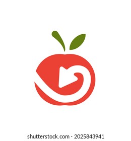 logotipo de flecha de manzana aislado en fondo blanco