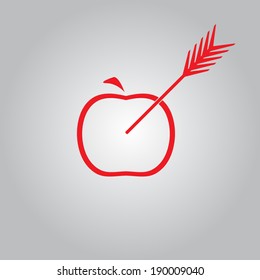 Apple with arrow. Vector icon.