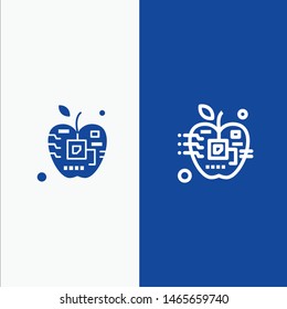 Apple, Artificial, Biology, Digital, Electronic Line and Glyph Solid icon Blue banner Line and Glyph Solid icon Blue banner. Vector Icon Template background