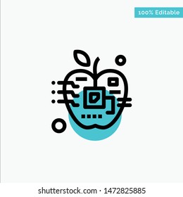 Apple, Artificial, Biology, Digital, Electronic turquoise highlight circle point Vector icon