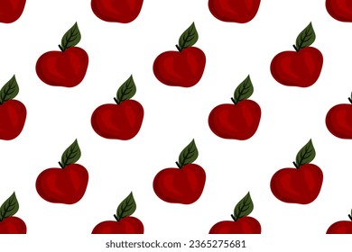 Apple autumn season. Cute and nice fruit. Healthy garden food. Trendy, stylish, fashionable, seamless vector pattern for design and decoration.