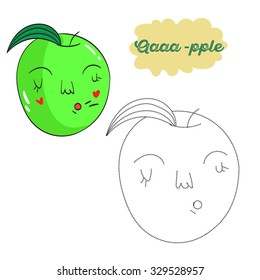 Apple / Baby learning / cartoon apple/ connect the dots