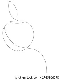 Apple background one line drawing, vector illustration