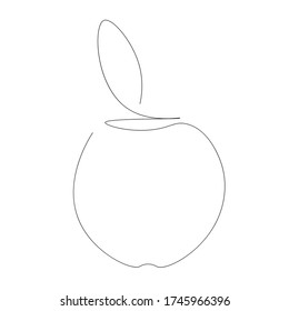 Apple background one line drawing, vector illustration