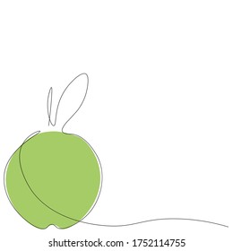 Dibujo de fondo de una línea de Apple, ilustración vectorial