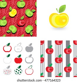 Apple background pattern collection for advertising, design, web, tissue, packaging