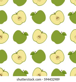 Apple background. Seamless pattern with apples. Flat style. Vector illustration.