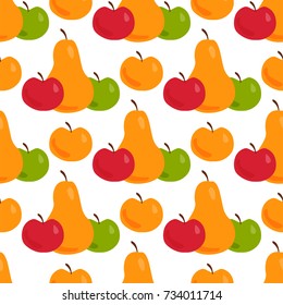 Apple background vector illustration pear textile green fruits seamless pattern.