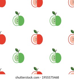 Fondo Apple. Ilustración vectorial. Patrón de frutos rojos y verdes sin fisuras