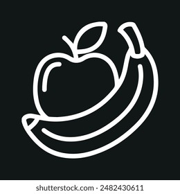 Apple and banana icon, vector outline.