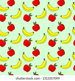 apple and banana seamless pattern