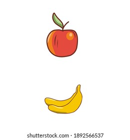 Apple and banana vector art and graphic design